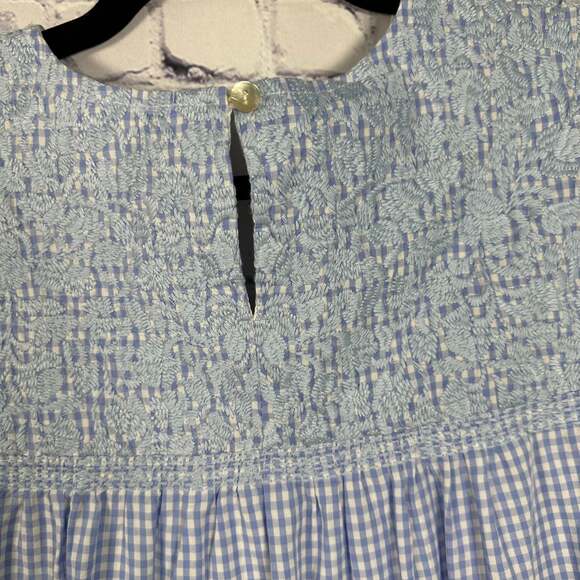 J. Marie Embroidered Blue Gingham Angelina Dress - Picture 4 of 6